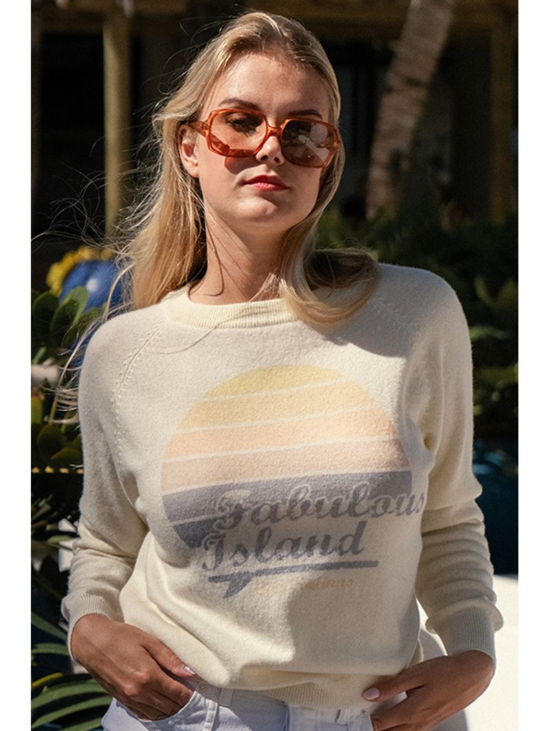 Pull Raglan Hiver Femme Creme Las Salinas