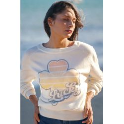 Pull Raglan Hiver Femme Creme Lucky