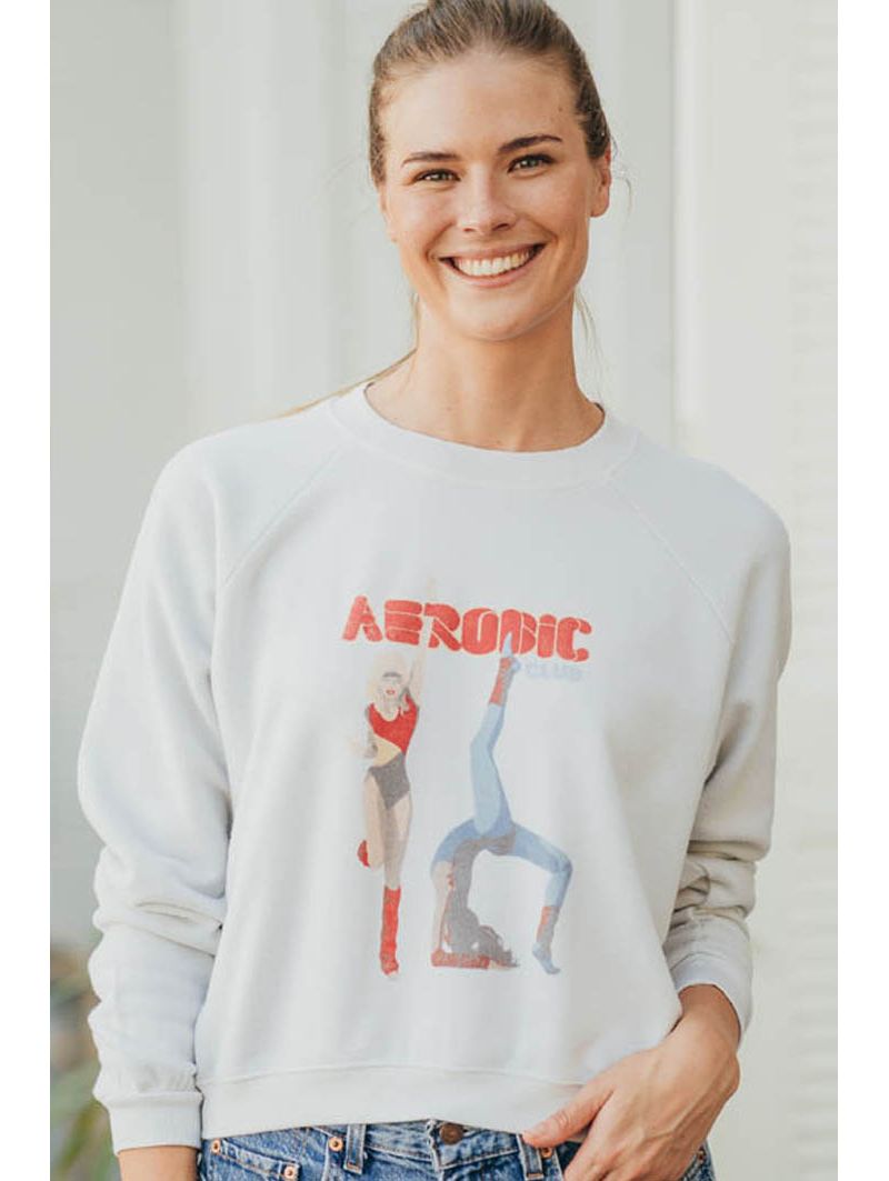 Sweat Crop Ecru Aerobic pour Femme | Fabulous Island