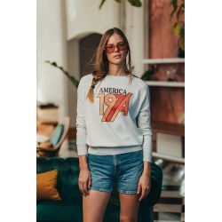 Pull Raglan Printemps Femme Ecru America