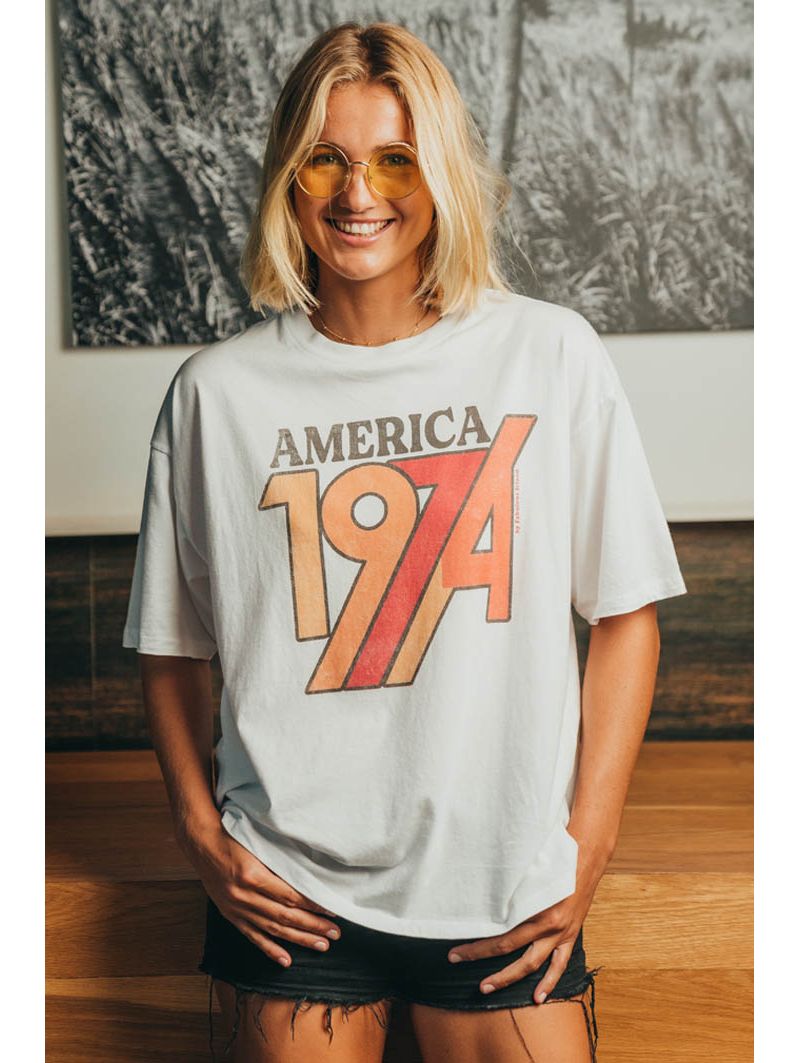 T-Shirt Oversize Femme Blanc "America" - Élégance Inspirée par Ralph Lauren