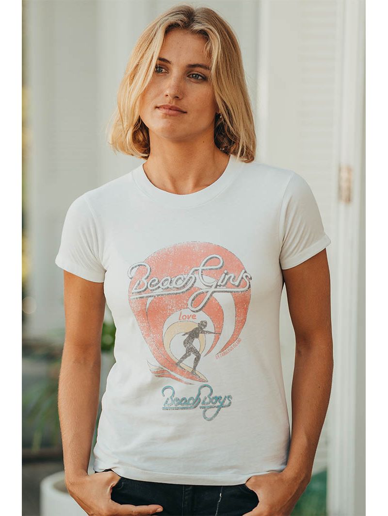 T-Shirt Vintage Écru "Beach Girls" pour Femme | Fabulous Island