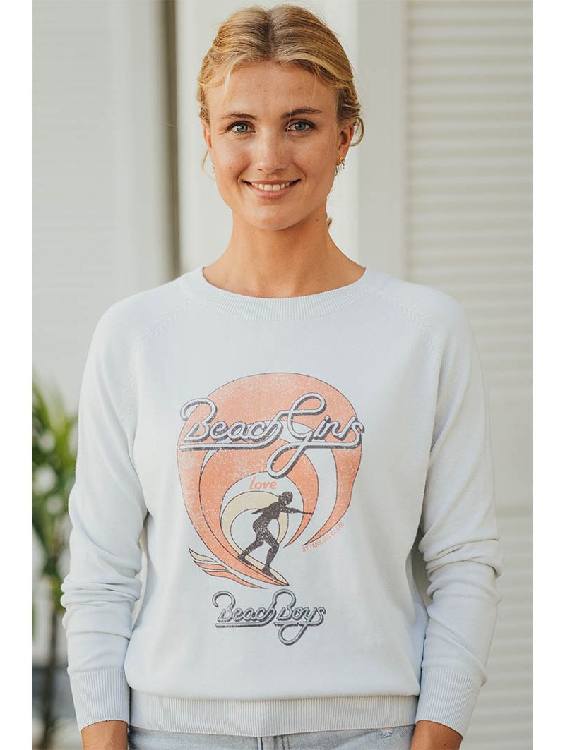 Pull Raglan Ecru Beach Girls pour Femme | Fabulous Island