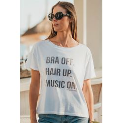 T-shirt Col Evasé Blanc Bra Off