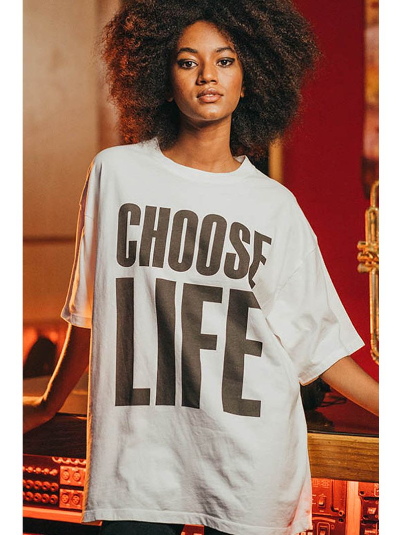 T-Shirt Oversize Blanc Choose Life pour Femme | Fabulous Island