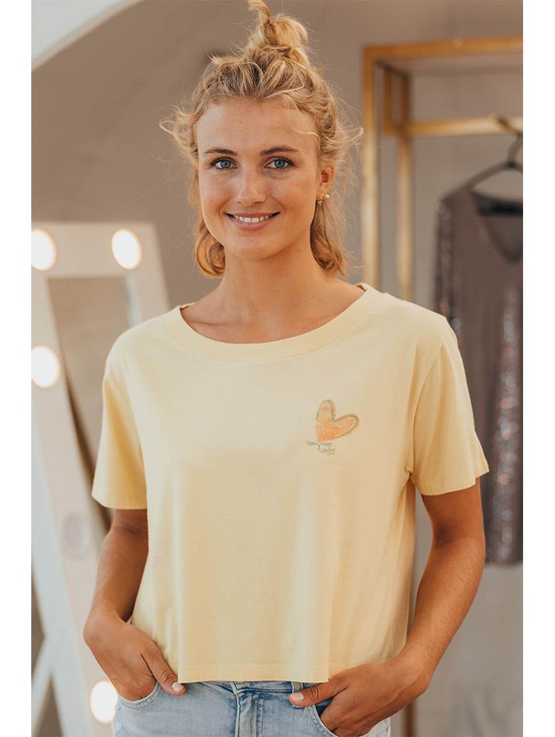 Crop Top Jaune Cœur Fab pour Femme | Fabulous Island