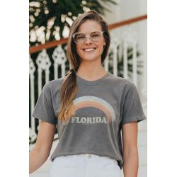 T-shirt Vintage Femme Gris Florida Arc