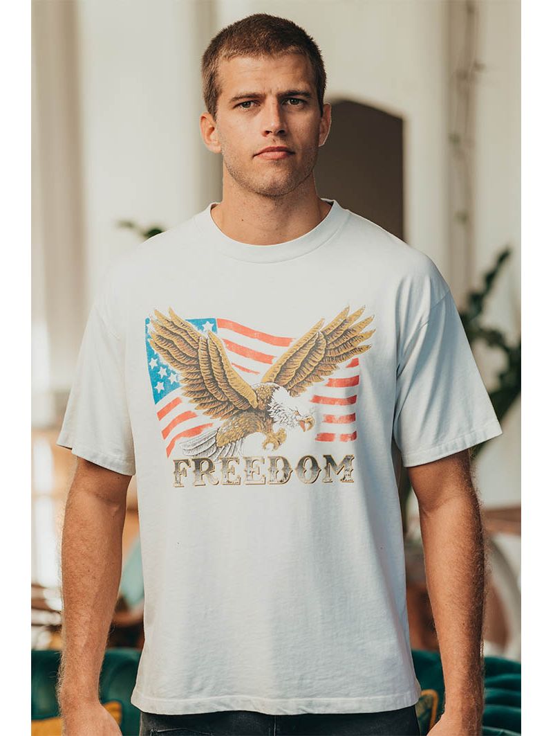 T-Shirt Oversize Écru Freedom pour Homme