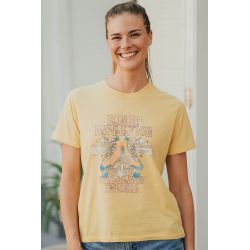 T-shirt Vintage Femme Jaune Keep Rolling