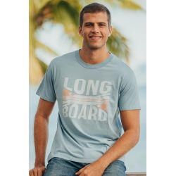 T-shirt Vintage Homme Bleu Clair Long Board