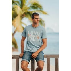 T-shirt Vintage Homme Bleu Clair Long Board