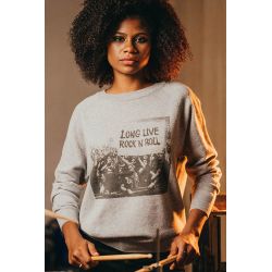 Pull Raglan Hiver Femme Gris Long Live