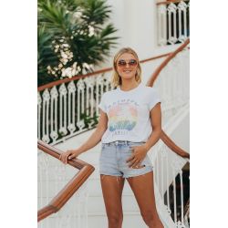 T-shirt Vintage Femme Ecru Rainbow