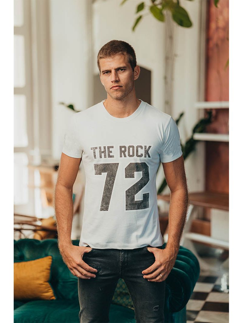 T-shirt Vintage Homme Blanc The Rock