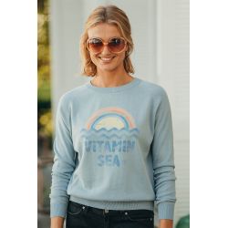 Pull Raglan Printemps Femme Bleu Clair Vitamin Sea