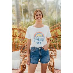 T-shirt Col Evasé Blanc Vitamin Sea