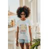 T-shirt Vintage Femme Ecru "Wake Up" Bio - Confort & Style Eco-Responsable