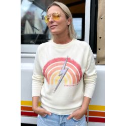 Women's Winter Raglan Sweater Cream Thunder Rainbow