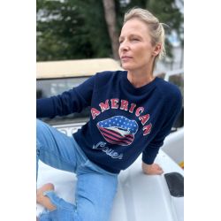 Pull Raglan Hiver Femme Marine American Lover